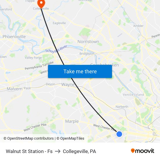 Walnut St Station - Fs to Collegeville, PA map