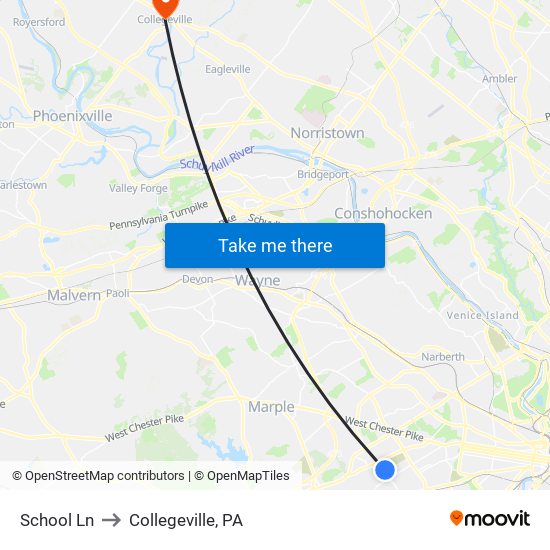 School Ln to Collegeville, PA map