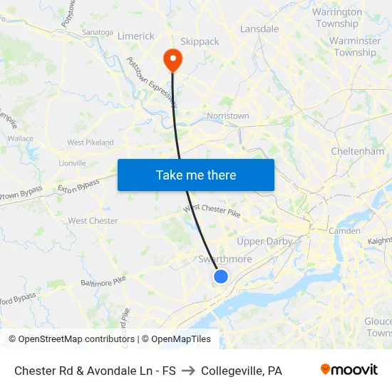Chester Rd & Avondale Ln - FS to Collegeville, PA map