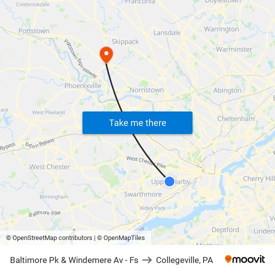 Baltimore Pk & Windemere Av - Fs to Collegeville, PA map