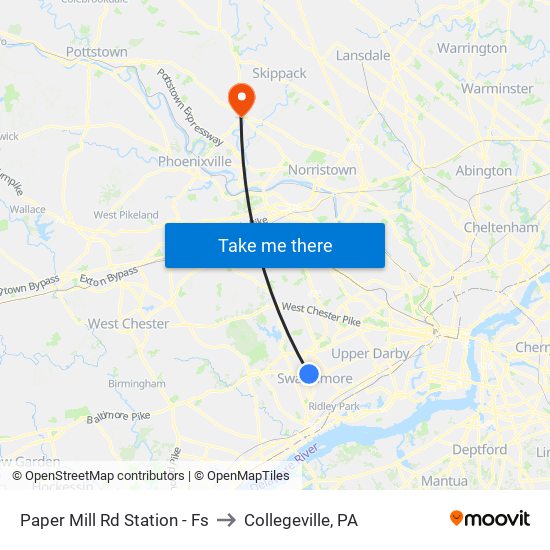 Paper Mill Rd Station - Fs to Collegeville, PA map