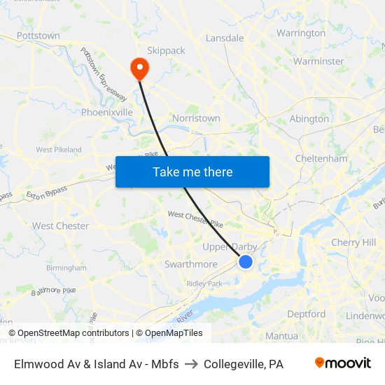 Elmwood Av & Island Av - Mbfs to Collegeville, PA map