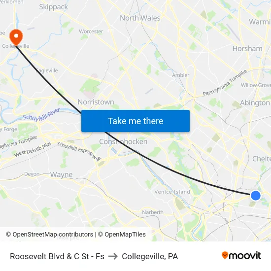 Roosevelt Blvd & C St - Fs to Collegeville, PA map