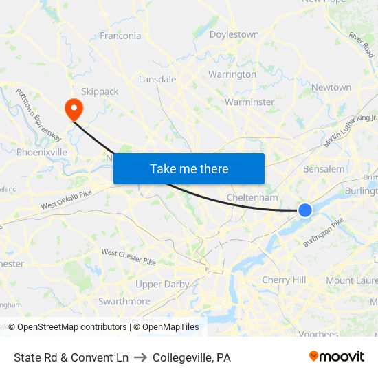 State Rd & Convent Ln to Collegeville, PA map