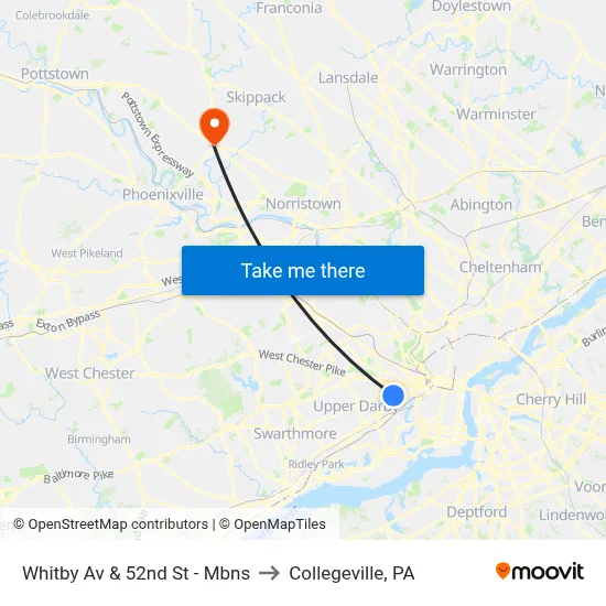 Whitby Av & 52nd St - Mbns to Collegeville, PA map