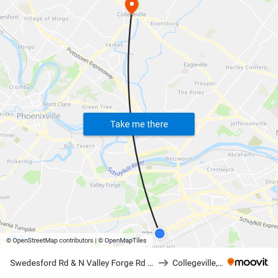 Swedesford Rd & N Valley Forge Rd - Mbfs to Collegeville, PA map