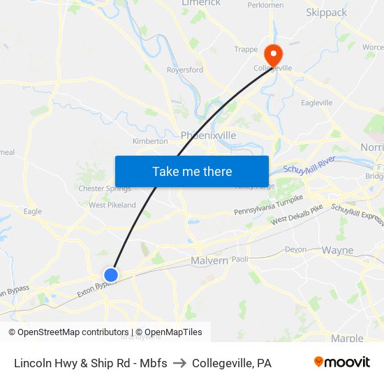 Lincoln Hwy & Ship Rd - Mbfs to Collegeville, PA map