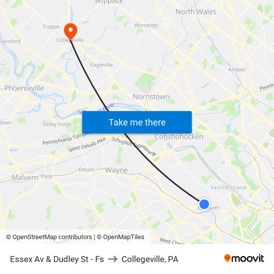 Essex Av & Dudley St - Fs to Collegeville, PA map