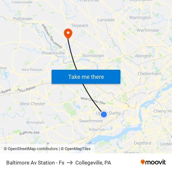 Baltimore Av Station - Fs to Collegeville, PA map