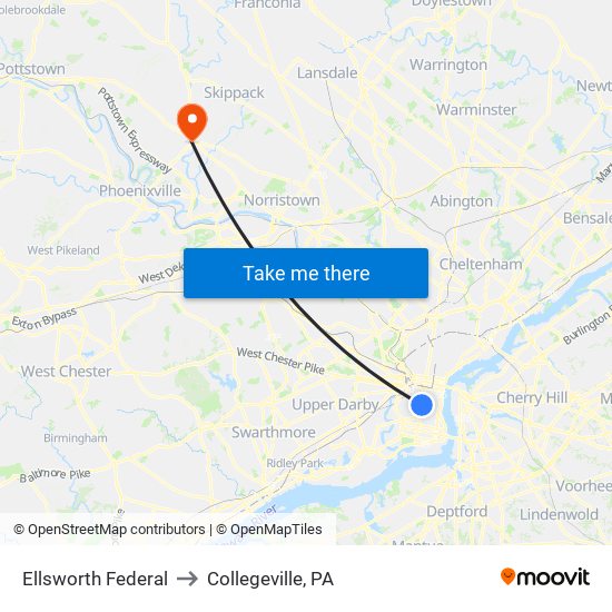Ellsworth Federal to Collegeville, PA map
