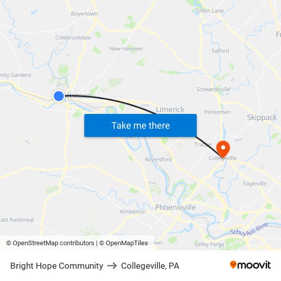 Bright Hope Community to Collegeville, PA map