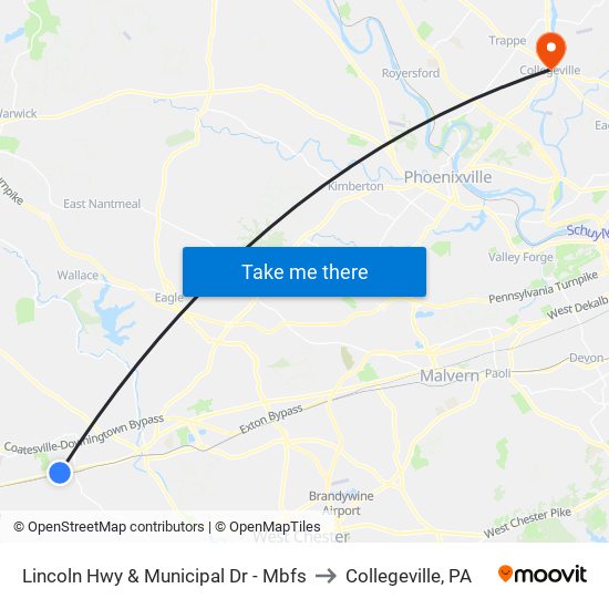 Lincoln Hwy & Municipal Dr - Mbfs to Collegeville, PA map