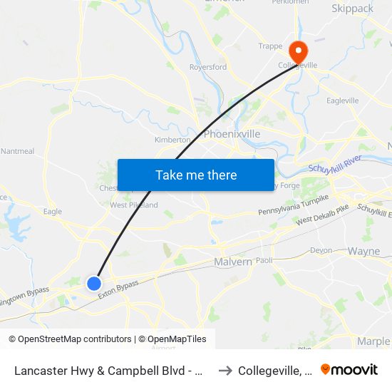 Lancaster Hwy & Campbell Blvd - Mbfs to Collegeville, PA map