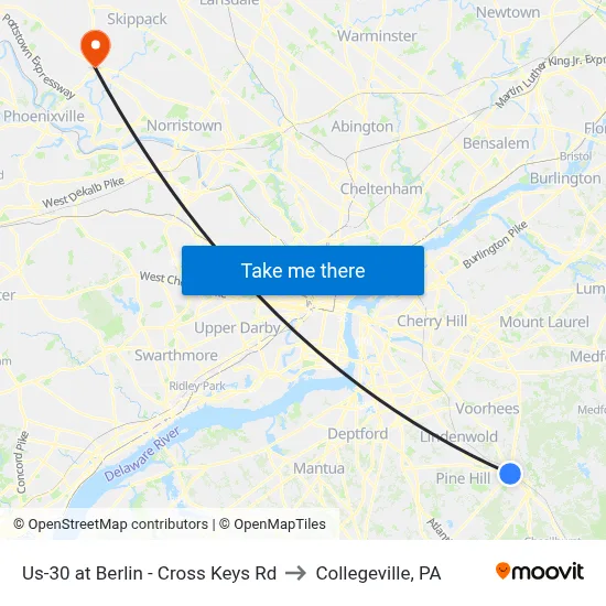 Us-30 at Berlin - Cross Keys Rd to Collegeville, PA map