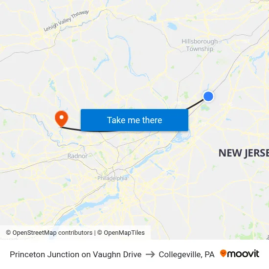 Princeton Junction on Vaughn Drive to Collegeville, PA map