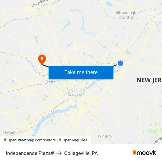 Independence Plaza# to Collegeville, PA map