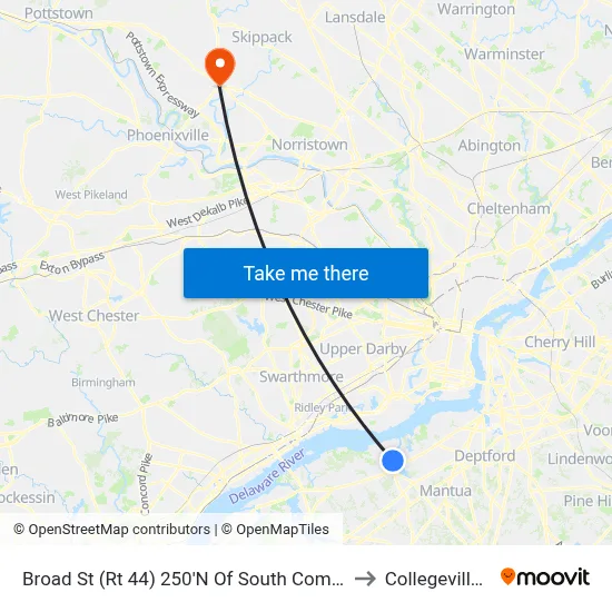 Broad St (Rt 44) 250'N Of South Commerce St to Collegeville, PA map