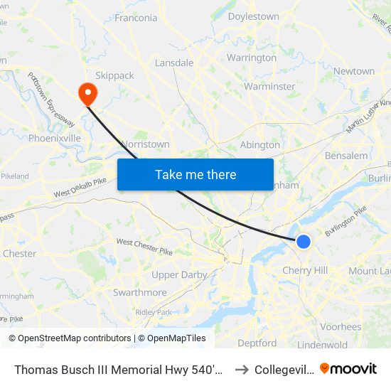 Thomas Busch III Memorial Hwy 540'N Of National H# to Collegeville, PA map