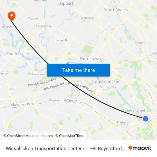 Wissahickon Transportation Center - Onsite to Royersford, PA map