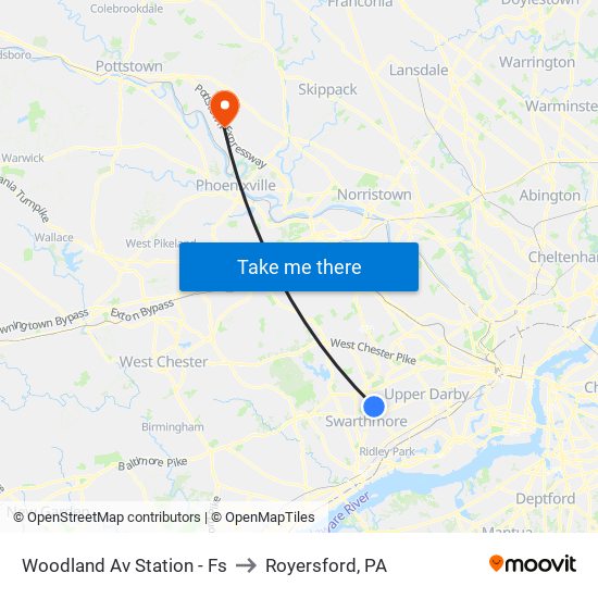 Woodland Av Station - Fs to Royersford, PA map