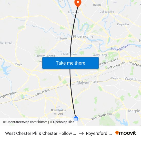 West Chester Pk & Chester Hollow - FS to Royersford, PA map