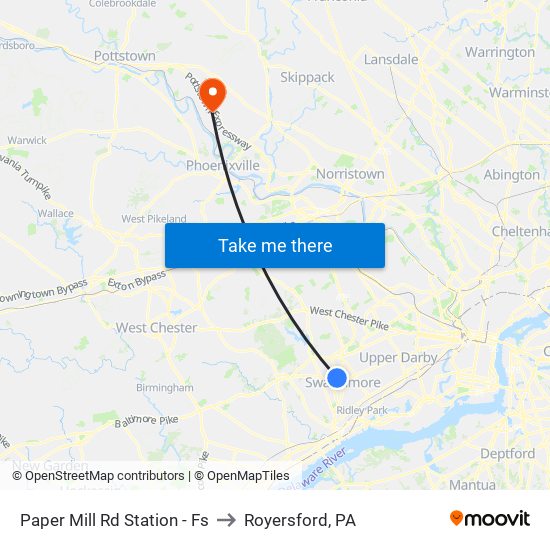 Paper Mill Rd Station - Fs to Royersford, PA map