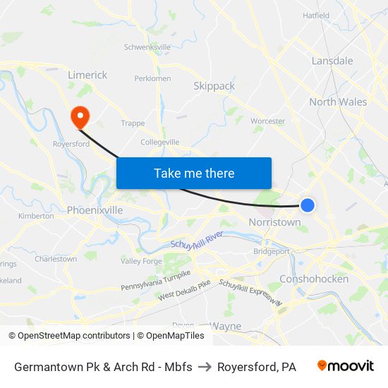 Germantown Pk & Arch Rd - Mbfs to Royersford, PA map