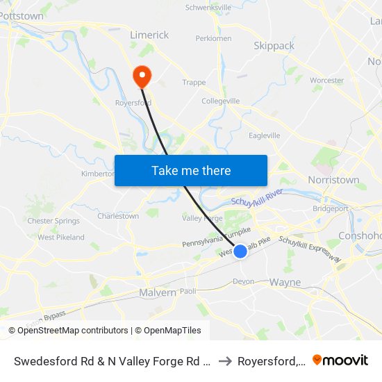 Swedesford Rd & N Valley Forge Rd - Mbfs to Royersford, PA map