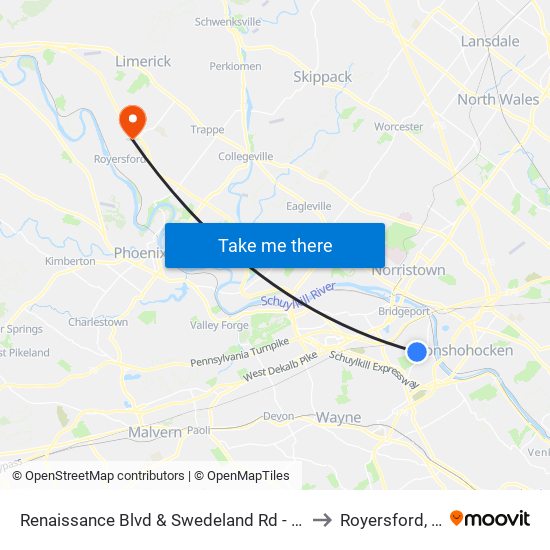 Renaissance Blvd & Swedeland Rd - Mbfs to Royersford, PA map