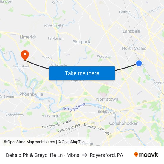 Dekalb Pk & Greycliffe Ln - Mbns to Royersford, PA map