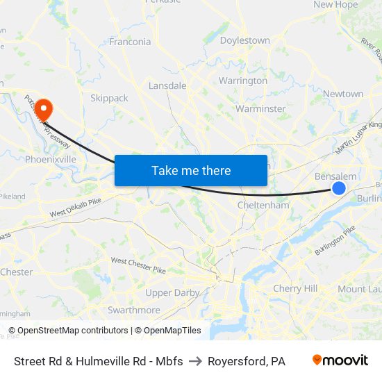Street Rd & Hulmeville Rd - Mbfs to Royersford, PA map