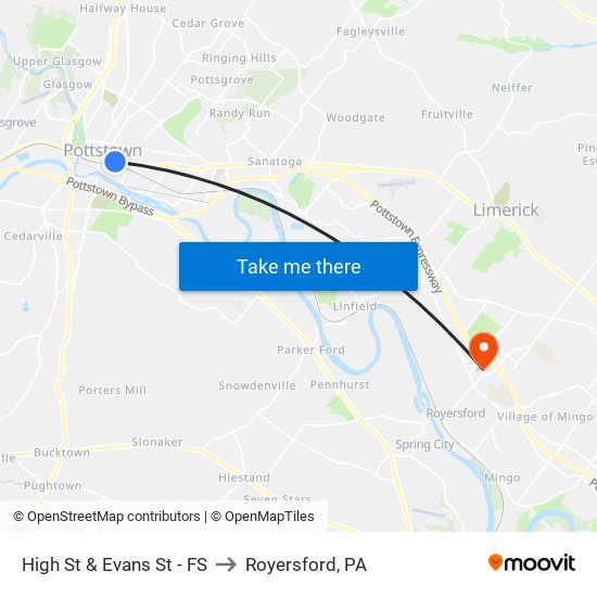 High St & Evans St - FS to Royersford, PA map