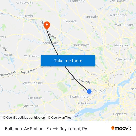 Baltimore Av Station - Fs to Royersford, PA map