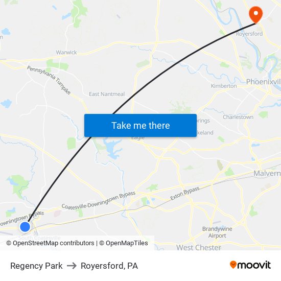Regency Park to Royersford, PA map