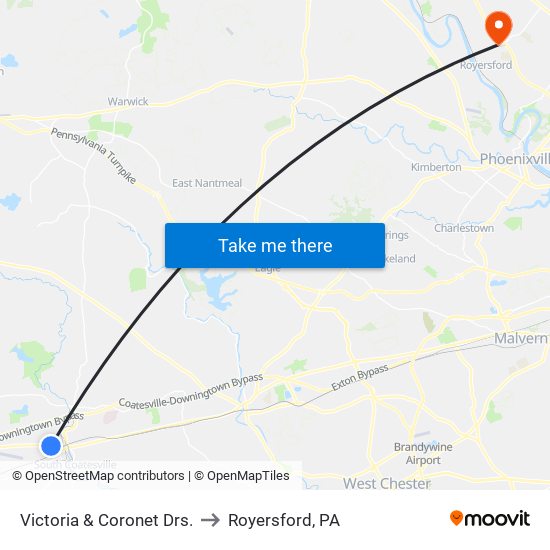 Victoria  &  Coronet Drs. to Royersford, PA map