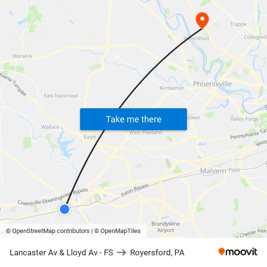 Lancaster Av & Lloyd Av - FS to Royersford, PA map