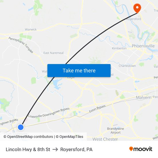 Lincoln Hwy & 8th St to Royersford, PA map