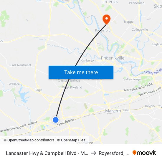 Lancaster Hwy & Campbell Blvd - Mbfs to Royersford, PA map