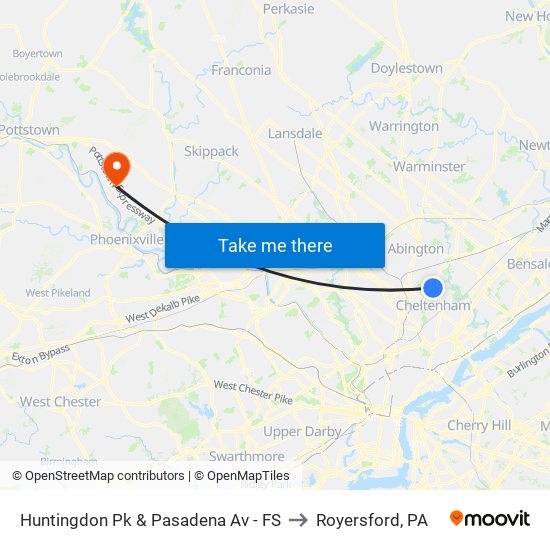 Huntingdon Pk & Pasadena Av - FS to Royersford, PA map