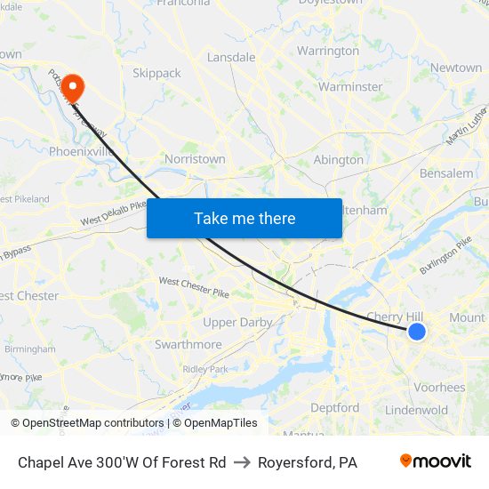 Chapel Ave 300'W Of Forest Rd to Royersford, PA map