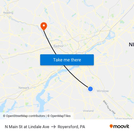 N Main St at Lindale Ave to Royersford, PA map