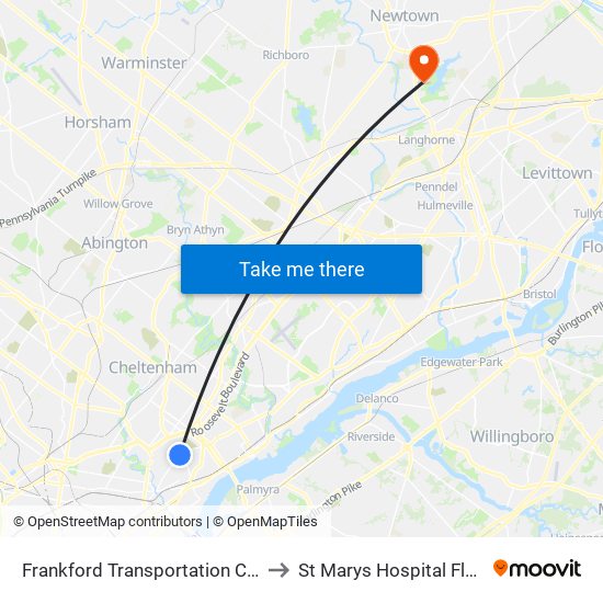 Frankford Transportation Center to St Marys Hospital Floor 1 map