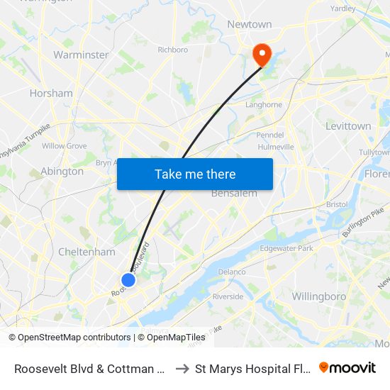 Roosevelt Blvd & Cottman Av - FS to St Marys Hospital Floor 1 map