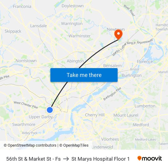 56th St & Market St - Fs to St Marys Hospital Floor 1 map