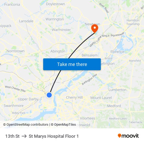 13th St to St Marys Hospital Floor 1 map