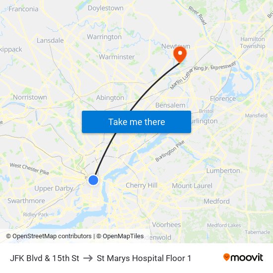 JFK Blvd & 15th St to St Marys Hospital Floor 1 map