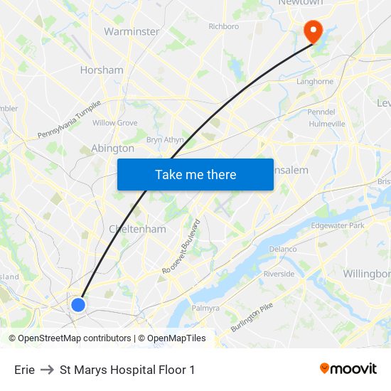 Erie to St Marys Hospital Floor 1 map