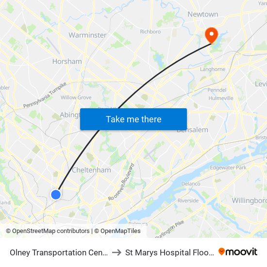 Olney Transportation Center to St Marys Hospital Floor 1 map