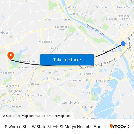 S Warren St at W State St to St Marys Hospital Floor 1 map