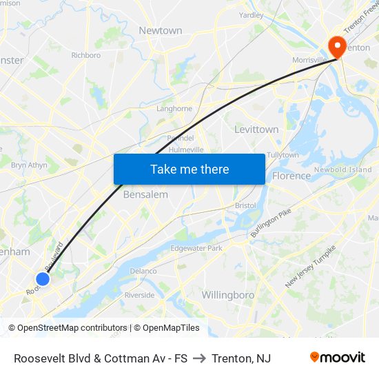 Roosevelt Blvd & Cottman Av - FS to Trenton, NJ map